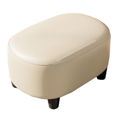 GIZNXBA 10-Zoll Kleiner Fußhocker Gepolstert Mit Lederbezug Pouf Hocker Für Sofa Kleine Fußstütze Moderner Schuhhocker Polsterhocker Für Zuhause, Wohnzimmer, Eingangsbereich(/Beige) von GIZNXBA