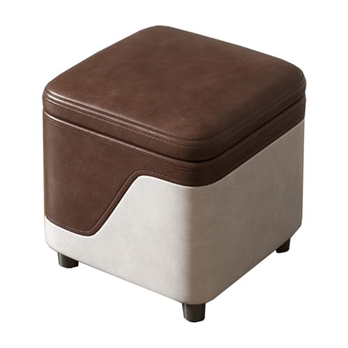 GIZNXBA 12" Kleine Sitzhocker Mit Stauraum Rechteckige Pouf Hocker Mit Stauraum Für Die Couch Moderner Kleiner Fußhocker Gepolstert Polsterhocker Für Zuhause(Bruin) von GIZNXBA
