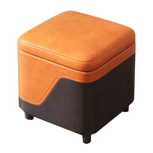 GIZNXBA 12" Kleine Sitzhocker Mit Stauraum Rechteckige Pouf Hocker Mit Stauraum Für Die Couch Moderner Kleiner Fußhocker Gepolstert Polsterhocker Für Zuhause(Orange A) von GIZNXBA