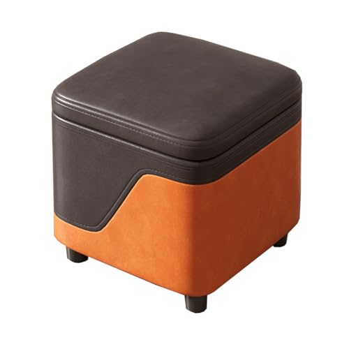 GIZNXBA 12" Kleine Sitzhocker Mit Stauraum Rechteckige Pouf Hocker Mit Stauraum Für Die Couch Moderner Kleiner Fußhocker Gepolstert Polsterhocker Für Zuhause(Orange B) von GIZNXBA