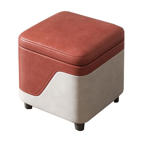 GIZNXBA 12" Kleine Sitzhocker Mit Stauraum Rechteckige Pouf Hocker Mit Stauraum Für Die Couch Moderner Kleiner Fußhocker Gepolstert Polsterhocker Für Zuhause(Red) von GIZNXBA