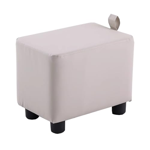 GIZNXBA 12" Sitzhocker Grau Rechteckige Leder Kleiner Fußhocker Gepolstert Für Die Couch Polsterhocker Pouf Hocker Pouf-Ottomane Mit Holzbeinen Für Das Wohnzimmer(Beige) von GIZNXBA
