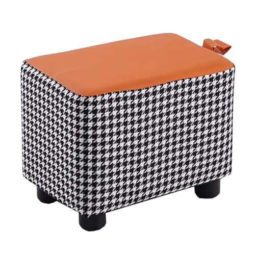 GIZNXBA 12" Sitzhocker Grau Rechteckige Leder Kleiner Fußhocker Gepolstert Für Die Couch Polsterhocker Pouf Hocker Pouf-Ottomane Mit Holzbeinen Für Das Wohnzimmer(Black) von GIZNXBA