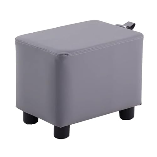 GIZNXBA 12" Sitzhocker Grau Rechteckige Leder Kleiner Fußhocker Gepolstert Für Die Couch Polsterhocker Pouf Hocker Pouf-Ottomane Mit Holzbeinen Für Das Wohnzimmer(Grey) von GIZNXBA