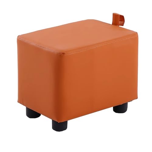 GIZNXBA 12" Sitzhocker Grau Rechteckige Leder Kleiner Fußhocker Gepolstert Für Die Couch Polsterhocker Pouf Hocker Pouf-Ottomane Mit Holzbeinen Für Das Wohnzimmer(Orange) von GIZNXBA