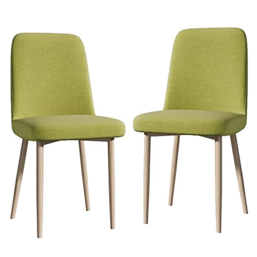GIZNXBA 2er Set Esszimmerstühl Grau Landhaus Küchenstuhl Metall Polsterstuhl Esszimmer Gepolsterte Stühle Mit Metallbeinen Leinen Akzent Stuhl Moderne Seite Stühle Für Wohnzimmer Esszimmer(/Green A) von GIZNXBA