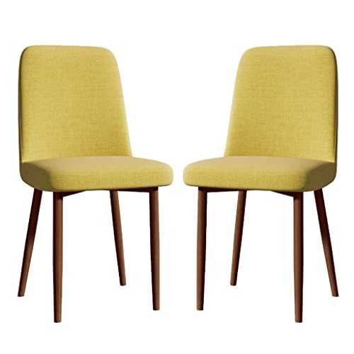 GIZNXBA 2er Set Esszimmerstühl Grau Landhaus Küchenstuhl Metall Polsterstuhl Esszimmer Gepolsterte Stühle Mit Metallbeinen Leinen Akzent Stuhl Moderne Seite Stühle Für Wohnzimmer Esszimmer(/Yellow B) von GIZNXBA