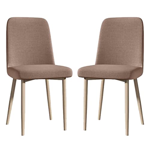 GIZNXBA 2er Set Esszimmerstühl Grau Landhaus Küchenstuhl Metall Polsterstuhl Esszimmer Gepolsterte Stühle Mit Metallbeinen Leinen Akzent Stuhl Moderne Seite Stühle Für Wohnzimmer Esszimmer(/Brown A) von GIZNXBA