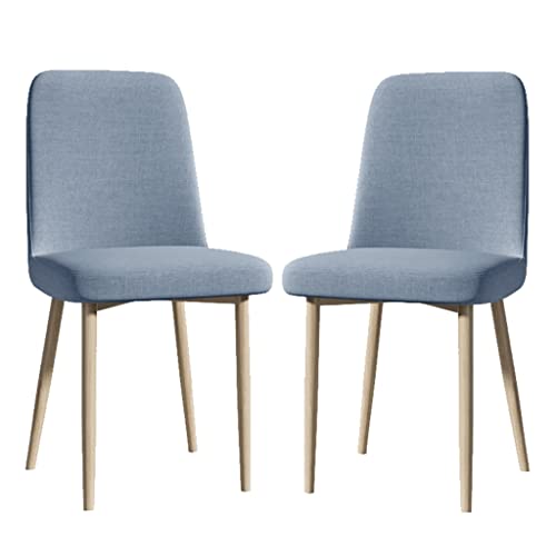 GIZNXBA 2er Set Esszimmerstühl Grau Landhaus Küchenstuhl Metall Polsterstuhl Esszimmer Gepolsterte Stühle Mit Metallbeinen Leinen Akzent Stuhl Moderne Seite Stühle Für Wohnzimmer Esszimmer(/Blue A) von GIZNXBA