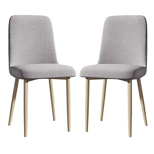 GIZNXBA 2er Set Esszimmerstühl Grau Landhaus Küchenstuhl Metall Polsterstuhl Esszimmer Gepolsterte Stühle Mit Metallbeinen Leinen Akzent Stuhl Moderne Seite Stühle Für Wohnzimmer Esszimmer(/Gray A) von GIZNXBA