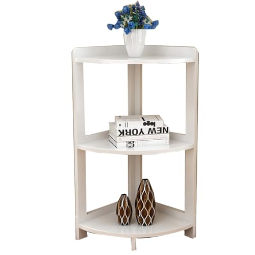 GIZNXBA 3 Stufiges Bücherregal Klein Eckregal Bücher Regal Kleines Bücherregal Modernes Regal Aufbewahrungsregal Für Wohnzimmer, Haus, Büro, Küche, Kleiner Raum(/White,40cm) von GIZNXBA