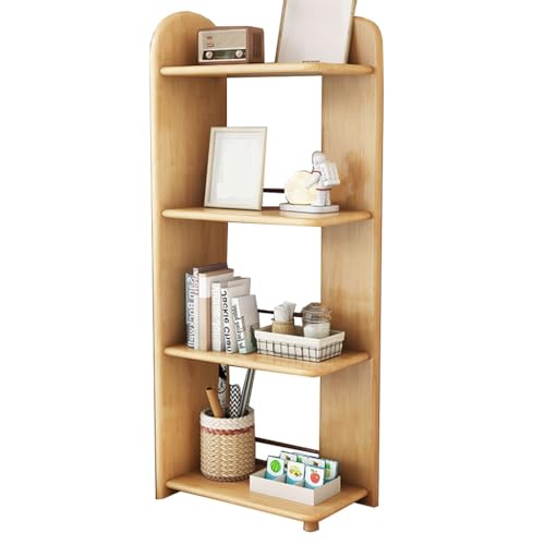 GIZNXBA 4-stöckiges Bücherregal Holz Modernes Offenes Bücher Regal Freistehendes Aufbewahrungsregal, Multifunktionaler Ständer Für Haus, Büro, Wohnzimmer, Schlafzimmer(Natural) von GIZNXBA