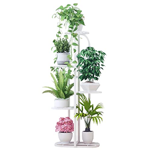 GIZNXBA 6 Getopfte Blumenständer Fensterbank Blumenregal Balkon 5 Stufiges Pflanzenständer Metall Blumentreppe Pflanzentreppe Für Patio Garten Ecke Balkon Wohnzimmer (Color : /White) von GIZNXBA