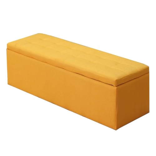 GIZNXBA Aufbewahrungsbank Moderne Gepolsterte Ottomane Für Den Eingangsbereich Mit Leinenbezug Fußhocker-Ottomane Für Das Schlafzimmer Rechteckige Schuhaufbewahrung Für Das Wohnzimmer(Yellow,80cm) von GIZNXBA