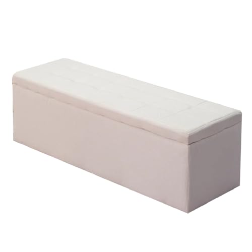 GIZNXBA Aufbewahrungsbank Moderne Gepolsterte Ottomane Für Den Eingangsbereich Mit Leinenbezug Fußhocker-Ottomane Für Das Schlafzimmer Rechteckige Schuhaufbewahrung Für Das Wohnzimmer(Beige,50cm) von GIZNXBA