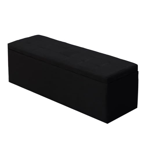 GIZNXBA Aufbewahrungsbank Moderne Gepolsterte Ottomane Für Den Eingangsbereich Mit Leinenbezug Fußhocker-Ottomane Für Das Schlafzimmer Rechteckige Schuhaufbewahrung Für Das Wohnzimmer(Black,90cm) von GIZNXBA