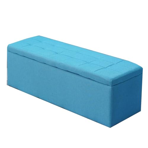 GIZNXBA Aufbewahrungsbank Moderne Gepolsterte Ottomane Für Den Eingangsbereich Mit Leinenbezug Fußhocker-Ottomane Für Das Schlafzimmer Rechteckige Schuhaufbewahrung Für Das Wohnzimmer(Blue B,80cm) von GIZNXBA