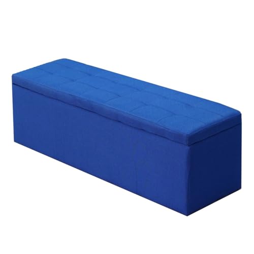 GIZNXBA Aufbewahrungsbank Moderne Gepolsterte Ottomane Für Den Eingangsbereich Mit Leinenbezug Fußhocker-Ottomane Für Das Schlafzimmer Rechteckige Schuhaufbewahrung Für Das Wohnzimmer(Blue A,50cm) von GIZNXBA