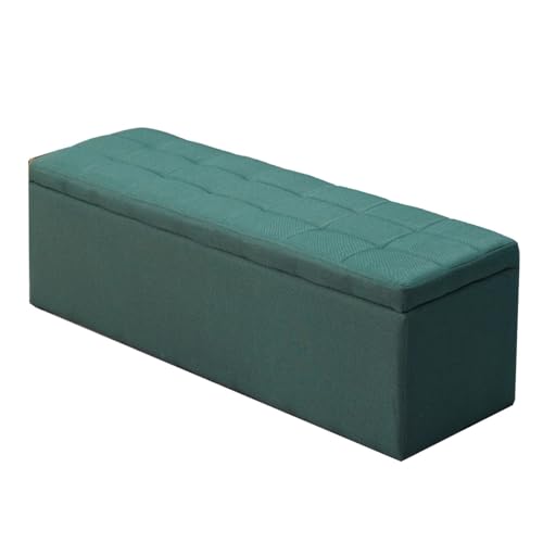 GIZNXBA Aufbewahrungsbank Moderne Gepolsterte Ottomane Für Den Eingangsbereich Mit Leinenbezug Fußhocker-Ottomane Für Das Schlafzimmer Rechteckige Schuhaufbewahrung Für Das Wohnzimmer(Green B,90cm) von GIZNXBA