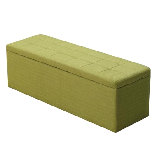 GIZNXBA Aufbewahrungsbank Moderne Gepolsterte Ottomane Für Den Eingangsbereich Mit Leinenbezug Fußhocker-Ottomane Für Das Schlafzimmer Rechteckige Schuhaufbewahrung Für Das Wohnzimmer(Green A,80cm) von GIZNXBA