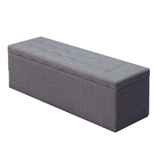 GIZNXBA Aufbewahrungsbank Moderne Gepolsterte Ottomane Für Den Eingangsbereich Mit Leinenbezug Fußhocker-Ottomane Für Das Schlafzimmer Rechteckige Schuhaufbewahrung Für Das Wohnzimmer(Grey,80cm) von GIZNXBA
