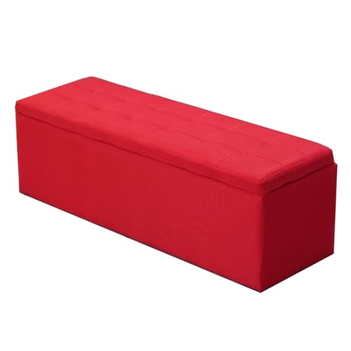 GIZNXBA Aufbewahrungsbank Moderne Gepolsterte Ottomane Für Den Eingangsbereich Mit Leinenbezug Fußhocker-Ottomane Für Das Schlafzimmer Rechteckige Schuhaufbewahrung Für Das Wohnzimmer(Red,80cm) von GIZNXBA