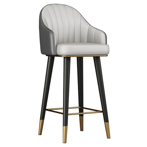 GIZNXBA Barhocker 1er Set Modernen Leder Barstuhl Höhenverstellbar Tresenhocker Küche Gepolstert Drehbar Bistrohocker Mit Rückenlehne Für Esszimmer, Haus, Café(/Gray A) von GIZNXBA