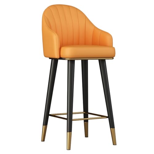 GIZNXBA Barhocker 1er Set Modernen Leder Barstuhl Höhenverstellbar Tresenhocker Küche Gepolstert Drehbar Bistrohocker Mit Rückenlehne Für Esszimmer, Haus, Café(/Yellow) von GIZNXBA