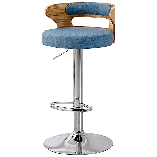 GIZNXBA Barhocker Höhenverstellbar Leder Drehbar Bistrohocker Tresenhocker Küche Barstuhl Höhenverstellbar Mit Holzrückenlehne, Fußstütze Für Küche, Haus, Esszimmer(/Blue) von GIZNXBA