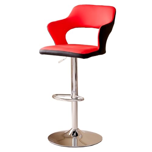 GIZNXBA Barhocker Höhenverstellbar Tresenhocker Küche Aus Leder Mit Rückenlehne Und Armlehnen, Barstuhl Höhenverstellbar Drehbar Bistrohocker Für Küchentheke, Restaurant, Büro, Esszimmer(/Red) von GIZNXBA