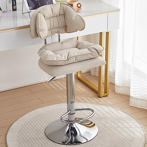 GIZNXBA Barhocker Mit Lehne Drehbare Tresenhocker Höhenverstellbar Mit Fußstütze Moderner Armloser Barstuhl Drehbar Bistrohocker Für Esszimmer, Büro, Kaffeehaus(/Beige) von GIZNXBA
