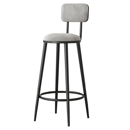 GIZNXBA Barhocker Mit Lehne Samtkissen 29,5 Zoll Barstuhl Tresenhocker Samt Moderner Bistrohocker Küchenhocker Mit Metallbeinen Für Restaurant, Büro, Ausstellung(/Gray) von GIZNXBA