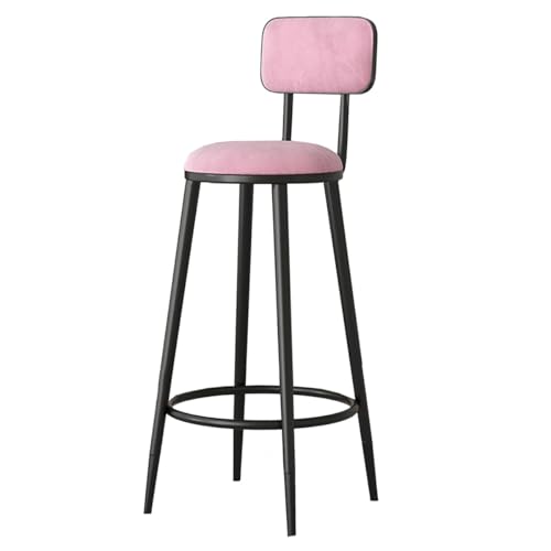 GIZNXBA Barhocker Mit Lehne Samtkissen 29,5 Zoll Barstuhl Tresenhocker Samt Moderner Bistrohocker Küchenhocker Mit Metallbeinen Für Restaurant, Büro, Ausstellung(/Pink) von GIZNXBA