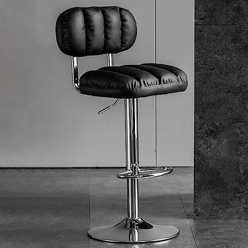 GIZNXBA Barhocker Mit Lehne Tresenhocker Höhenverstellbar Leder Einstellbar Gepolstert Barstuhl Drehbar Bistrohocker Moderner Kücheninselhocker Für Esszimmer, Büro, Kaffeehaus(/Black B) von GIZNXBA