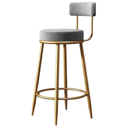 GIZNXBA Barhocker Mit Lehne Tresenhocker Samt Barstuhl Höhenverstellbar Drehbar Bistrohocker Küche Counter Höhe Hocker Mit Metallbeinen, Fußstütze Für Home-Bar, Kaffee-Bar(/Gray,75cm) von GIZNXBA