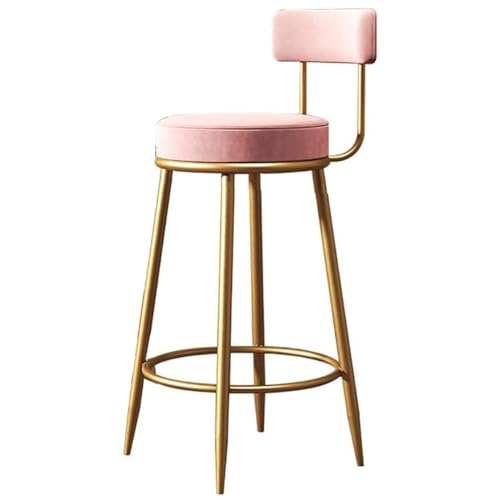 GIZNXBA Barhocker Mit Lehne Tresenhocker Samt Barstuhl Höhenverstellbar Drehbar Bistrohocker Küche Counter Höhe Hocker Mit Metallbeinen, Fußstütze Für Home-Bar, Kaffee-Bar(/Pink,75cm) von GIZNXBA