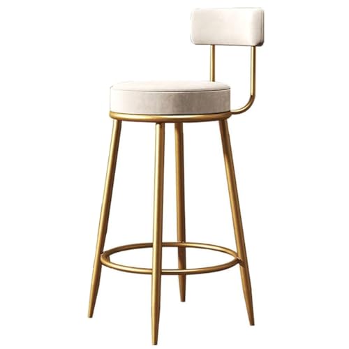 GIZNXBA Barhocker Mit Lehne Tresenhocker Samt Barstuhl Höhenverstellbar Drehbar Bistrohocker Küche Counter Höhe Hocker Mit Metallbeinen, Fußstütze Für Home-Bar, Kaffee-Bar(/White,65cm) von GIZNXBA