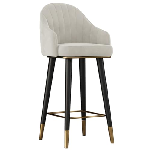 GIZNXBA Barhocker Mit Lehne Tresenhocker Samt Barstuhl Höhenverstellbar Für Küchentheke Modern Gepolstert Samt Küchenhocker Drehbar Bistrohocker Mit Metallbeinen(/Beige,41.3 inch) von GIZNXBA