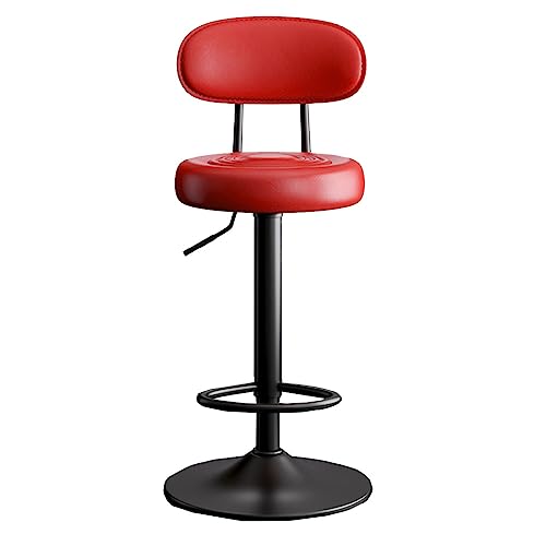 GIZNXBA Barhocker Schwarz Barstuhl Höhenverstellbar Drehbarer Tresenhocker Küche Bistrohocker Mit Rückenlehne Hocker PU Leder Drehbarer Barhocker Küche Esszimmerstühle (Color : /Red A) von GIZNXBA
