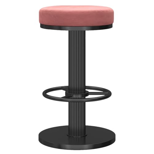 GIZNXBA Barhocker Schwarz Barstuhl Höhenverstellbar Rund Tresenhocker Samt Gepolstert Drehbar Bistrohocker Mit Metallbeinen Für Küche Esszimmer Pub Cafe(/Pink,B) von GIZNXBA