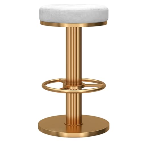 GIZNXBA Barhocker Schwarz Barstuhl Höhenverstellbar Rund Tresenhocker Samt Gepolstert Drehbar Bistrohocker Mit Metallbeinen Für Küche Esszimmer Pub Cafe(/White,A) von GIZNXBA