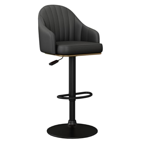 GIZNXBA Barhocker Schwarz Mit Rückenlehne Drehbare Frühstücks-Barhocker Mit Polster Für Esszimmer Zuhause Café Barstuhl Höhenverstellbar Mit Fußstützen Für Restaurant, Büro(Black,Black Legs) von GIZNXBA