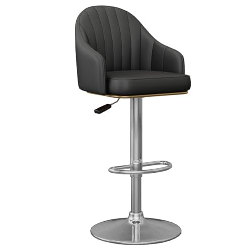 GIZNXBA Barhocker Schwarz Mit Rückenlehne Drehbare Frühstücks-Barhocker Mit Polster Für Esszimmer Zuhause Café Barstuhl Höhenverstellbar Mit Fußstützen Für Restaurant, Büro(Black,Silver Legs) GIZNXBA Barhocker Schwarz Mit Rückenlehne Drehbare Frühstücks-Barhocker Mit Polster Für Esszimmer Zuhause Café Barstuhl Höhenverstellbar Mit Fußstützen Für Restaurant, Büro(Black,Silver Legs) von GIZNXBA