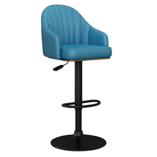 GIZNXBA Barhocker Schwarz Mit Rückenlehne Drehbare Frühstücks-Barhocker Mit Polster Für Esszimmer Zuhause Café Barstuhl Höhenverstellbar Mit Fußstützen Für Restaurant, Büro(Blauw,Black Legs) von GIZNXBA