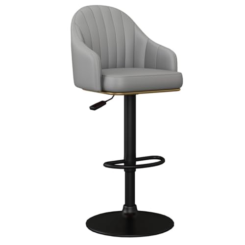 GIZNXBA Barhocker Schwarz Mit Rückenlehne Drehbare Frühstücks-Barhocker Mit Polster Für Esszimmer Zuhause Café Barstuhl Höhenverstellbar Mit Fußstützen Für Restaurant, Büro(Gray A,Black Legs) von GIZNXBA