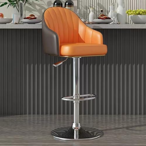 GIZNXBA Barhocker Schwarz Mit Rückenlehne Drehbare Frühstücks-Barhocker Mit Polster Für Esszimmer Zuhause Café Barstuhl Höhenverstellbar Mit Fußstützen Für Restaurant, Büro(Orange,Silver Legs) GIZNXBA Barhocker Schwarz Mit Rückenlehne Drehbare Frühstücks-Barhocker Mit Polster Für Esszimmer Zuhause Café Barstuhl Höhenverstellbar Mit Fußstützen Für Restaurant, Büro(Orange,Silver Legs) von GIZNXBA