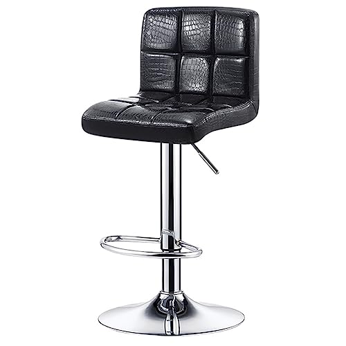 GIZNXBA Barhocker Schwarz Moderne Leder Tresenhocker Küche Verstellbare Drehbare Barstuhl Höhenverstellbar Mit Rückenlehne Und Polster Küchenhocker Für Restaurant, Büro(Black A) von GIZNXBA