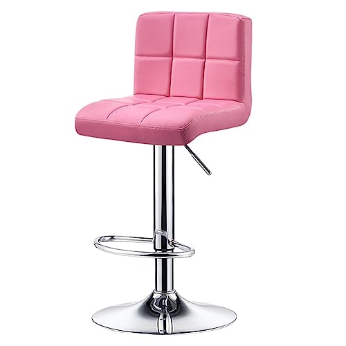 GIZNXBA Barhocker Schwarz Moderne Leder Tresenhocker Küche Verstellbare Drehbare Barstuhl Höhenverstellbar Mit Rückenlehne Und Polster Küchenhocker Für Restaurant, Büro(Pink B) von GIZNXBA