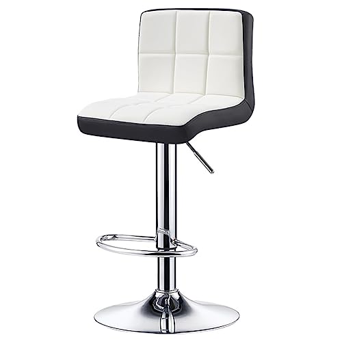 GIZNXBA Barhocker Schwarz Moderne Leder Tresenhocker Küche Verstellbare Drehbare Barstuhl Höhenverstellbar Mit Rückenlehne Und Polster Küchenhocker Für Restaurant, Büro(White C) von GIZNXBA