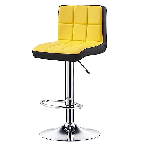 GIZNXBA Barhocker Schwarz Moderne Leder Tresenhocker Küche Verstellbare Drehbare Barstuhl Höhenverstellbar Mit Rückenlehne Und Polster Küchenhocker Für Restaurant, Büro(Yellow) von GIZNXBA